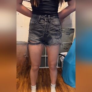 wild fable Black Washed Distressed High-Rise Jean Shorts